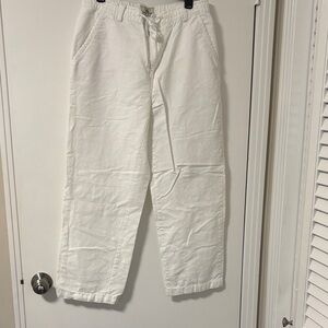 White Men's Casual Linen Pants
